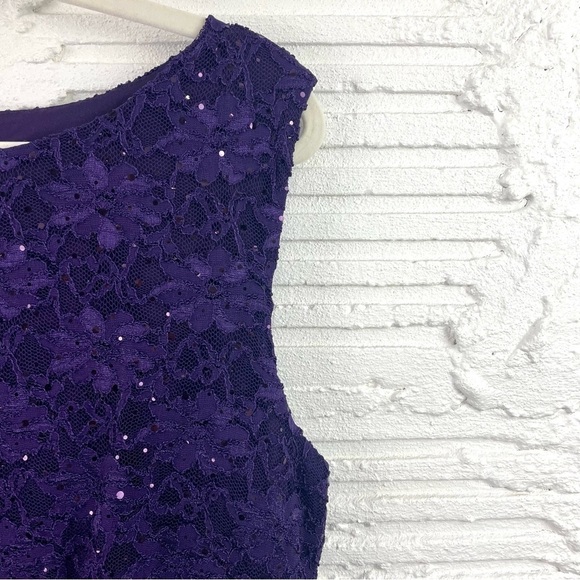 cb established 1962 Violet Sleeveless Sheath Cocktail Dress Sequin Lace Size 16 - Picture 4 of 14